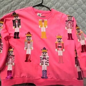 QUEEN OF SPARKLES Pink Nutcracker Sweater